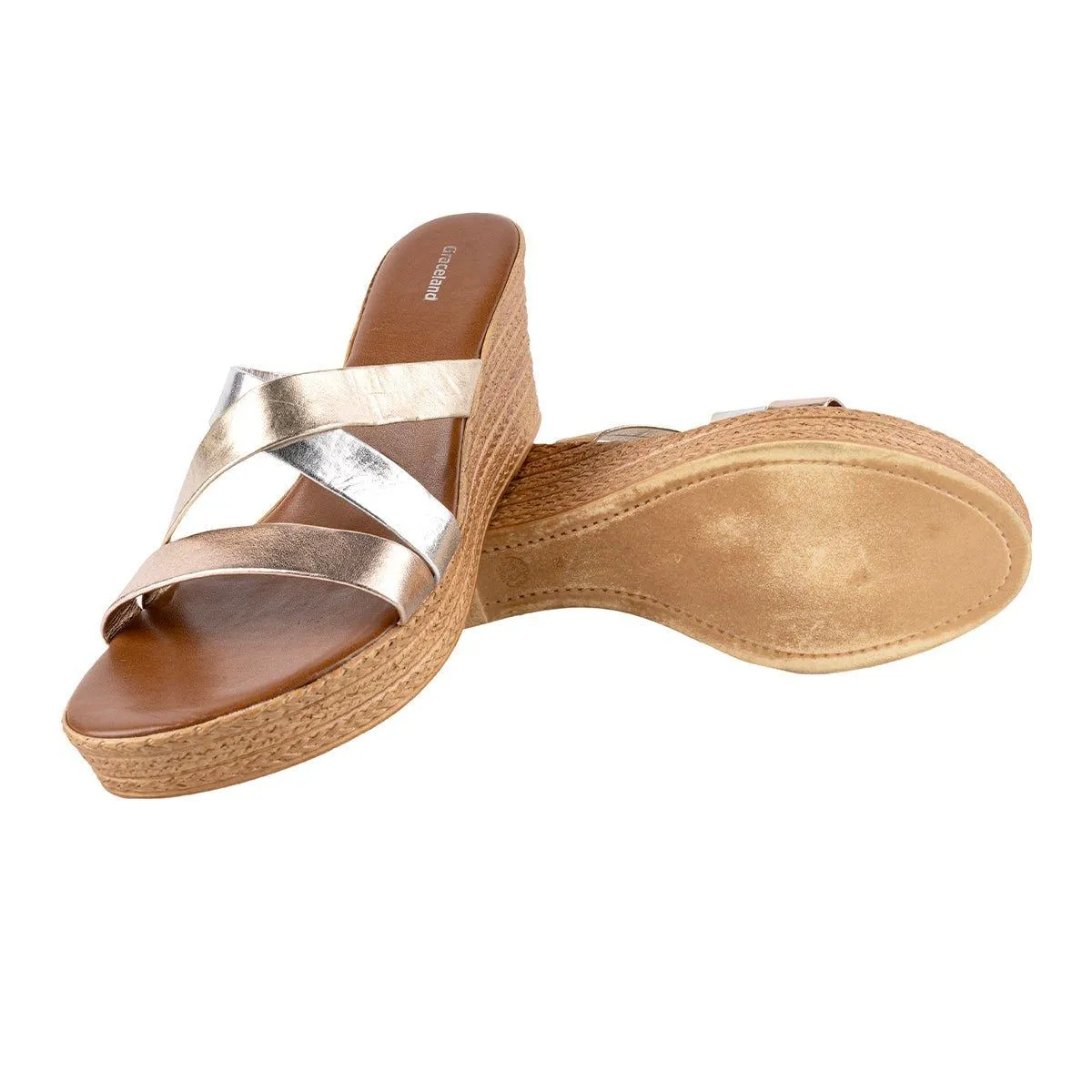 Graceland Wedge Sandals Leather Multicolour Colour For Women