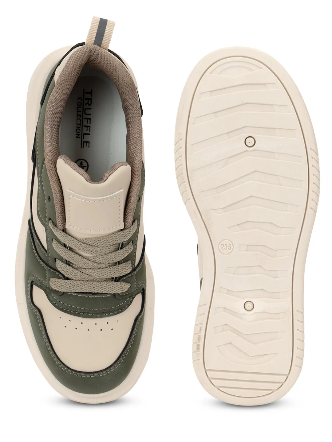 Green Beige Suede Stylish Lace-Up Sneakers (TC-RS3609-GRNBEIG)