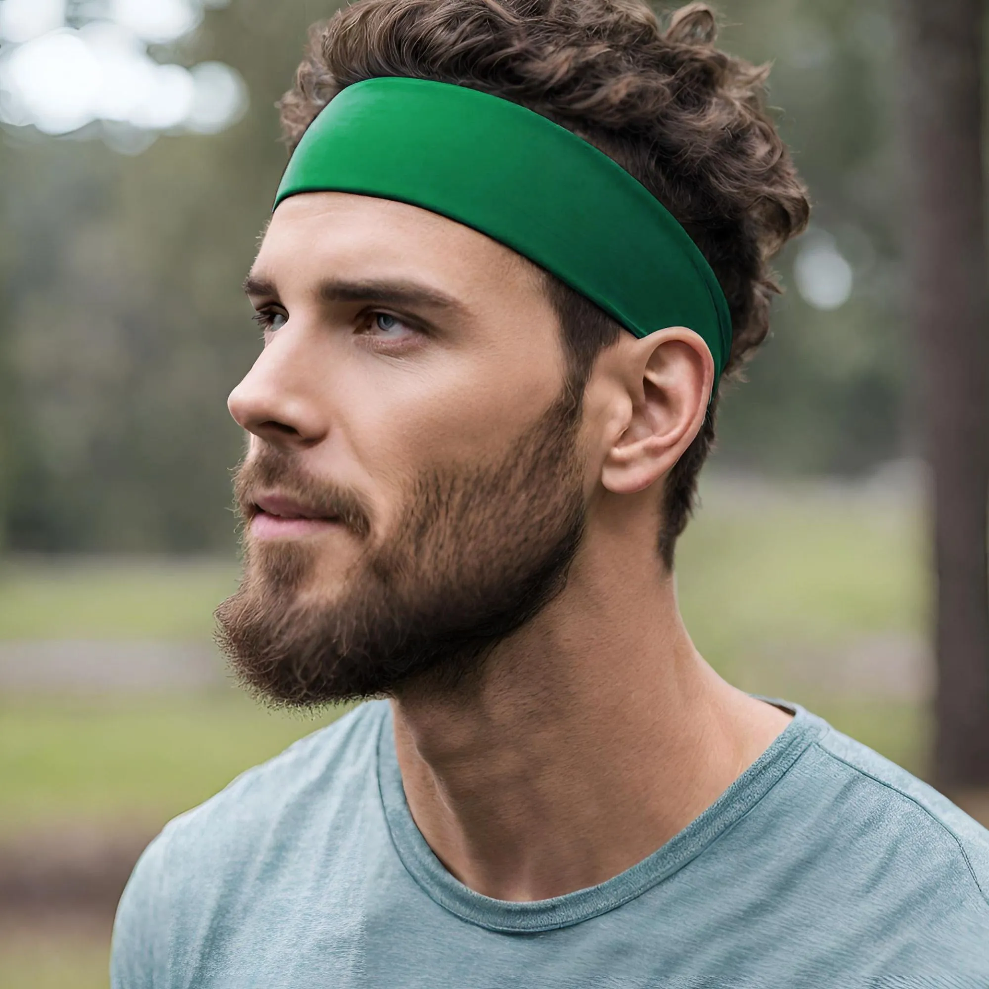 Green Cotton Headbands - 12 Pack