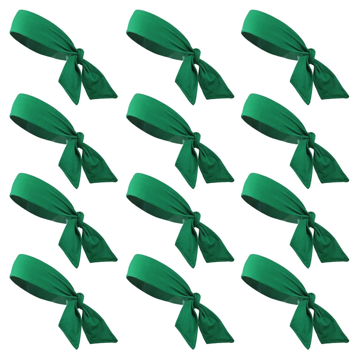 Green Tie Headbands - 12 Pack