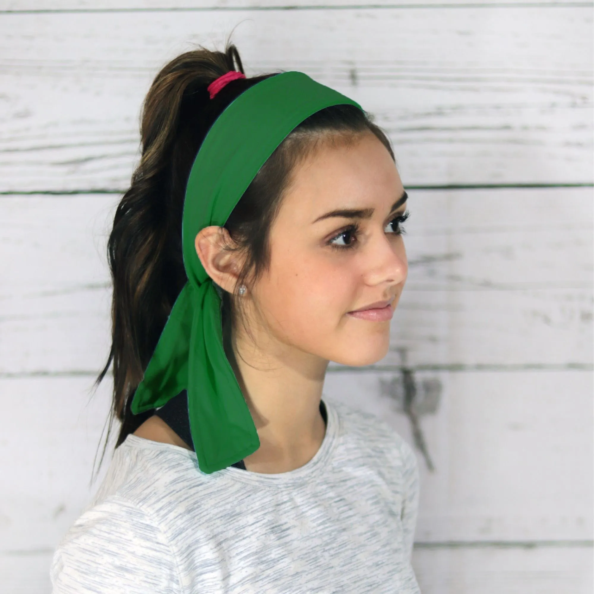 Green Tie Headbands - 12 Pack