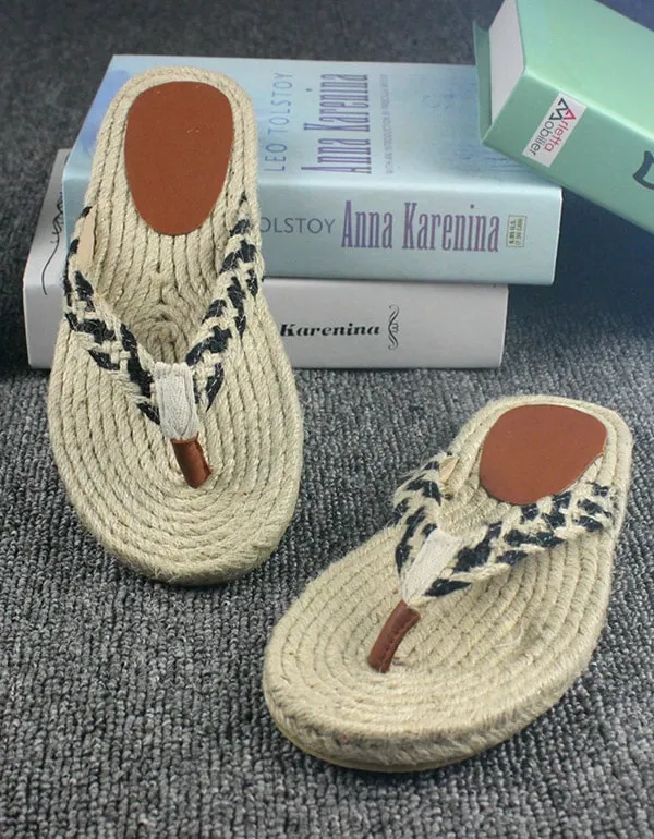 Handmade Woven Flip Flops Beach Summer Slippers