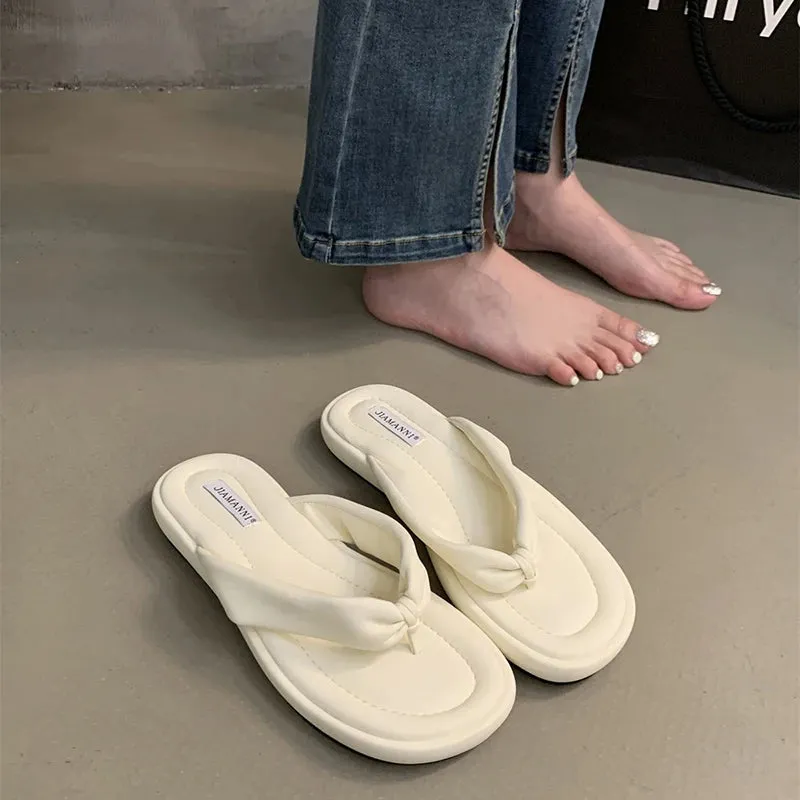 Hnzxzm 2024 Summers Women Slippers Fashion Elegant Clip Toe Soft Sole Flats Slides Shoes Ladies Outdoor Beach Sandalias Flip Flop