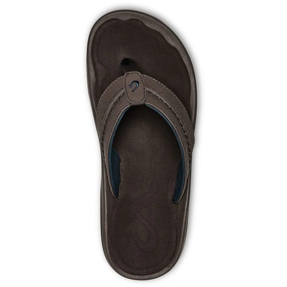 Hokua Men's Leather Beach Sandals - Dark Wood