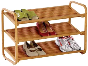 Honey-Can-Do SHO-01599 Shoe Rack, 3-Shelf, 36 in W, 24 in H, Bamboo, Brown :EA: QUANTITY: 1