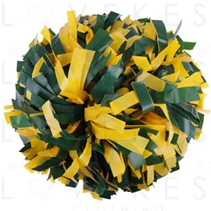 ICObuty Plastic Cheerleader Cheerleading Pom Pom 6 inch 1 Pair (Dark Green-Yellow)