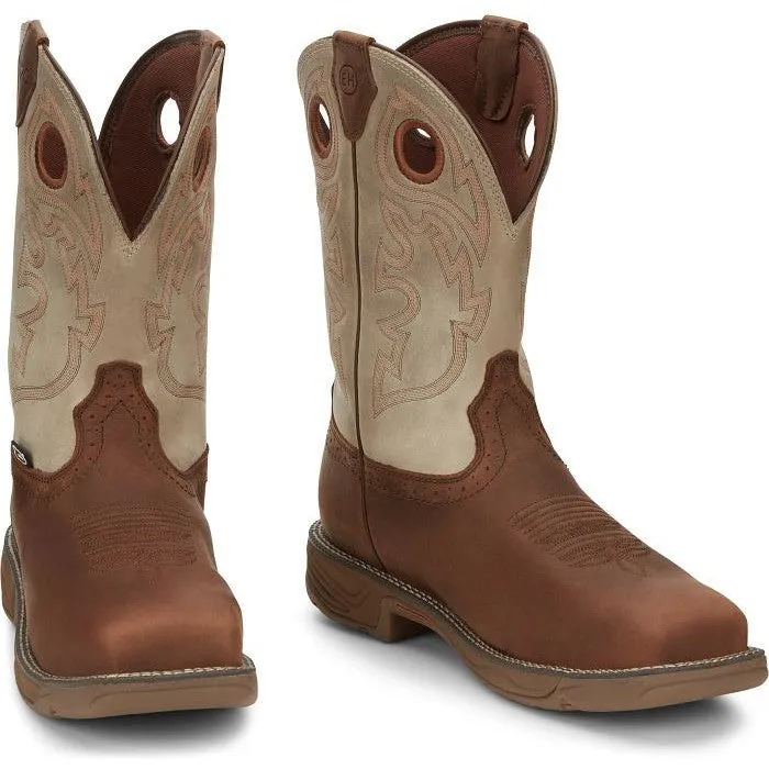 Justin Men's Rush 11" Comp Toe Western Work Boot -Tan- WK4338