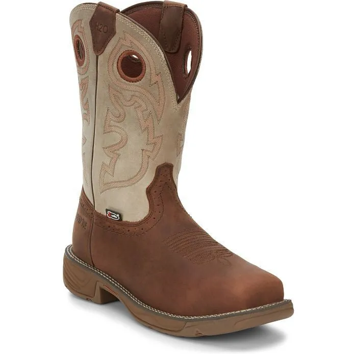 Justin Men's Rush 11" Comp Toe Western Work Boot -Tan- WK4338