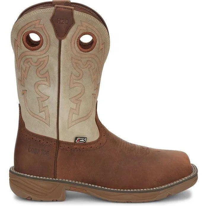 Justin Men's Rush 11" Comp Toe Western Work Boot -Tan- WK4338