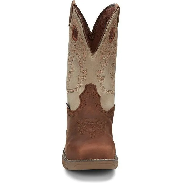 Justin Men's Rush 11" Comp Toe Western Work Boot -Tan- WK4338