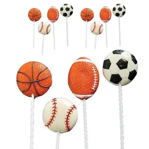 Kicko 2 Sports Ball Lollipops - Pack of 12 Assorted Fruit-Flavored Candy Suckers