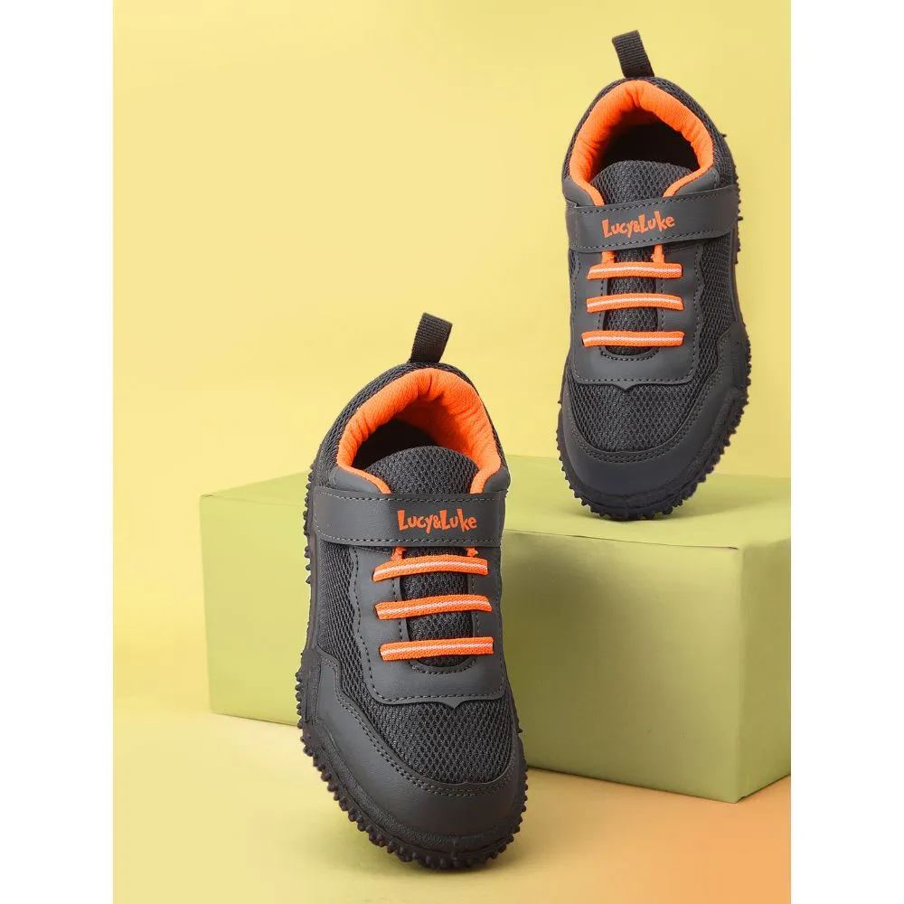 Lucy & Luke (Grey) Sports Lacing Shoes For Kids Quick-1 By Liberty