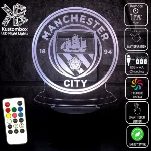 MANCHESTER CITY Football Soccer Club 3D LED Night Light Lamp