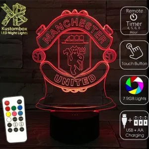 MANCHESTER UNITED Football Soccer Club 3D LED Night Light Lamp