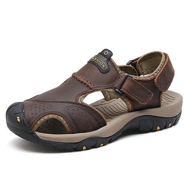 Men Genuine Leather Sandals Beach Shoes