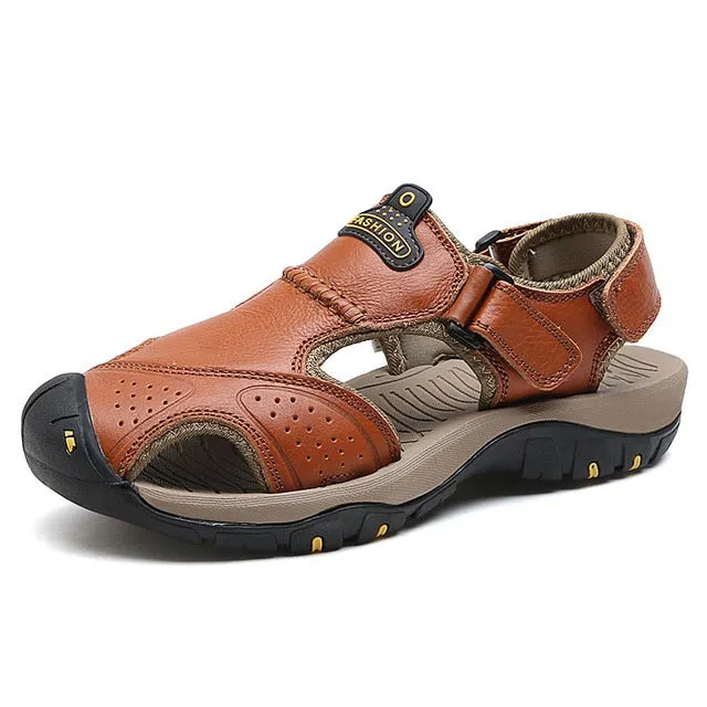 Men Genuine Leather Sandals Beach Shoes