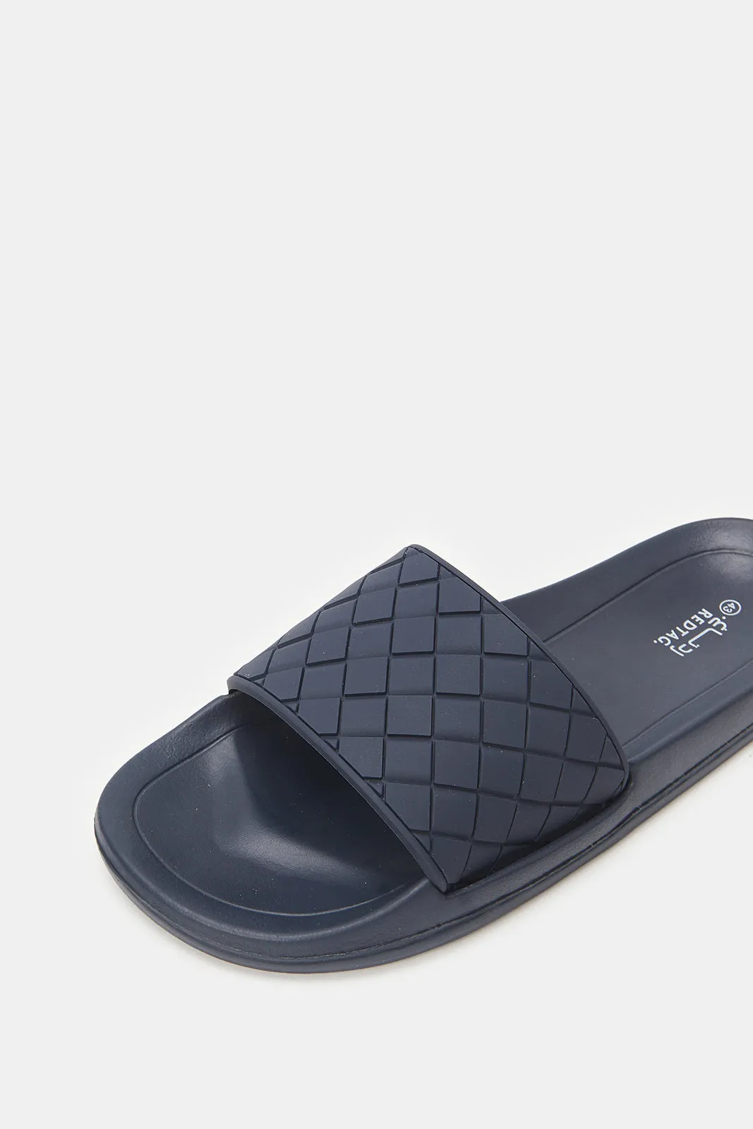 Men Navy Textured Comfort Slides