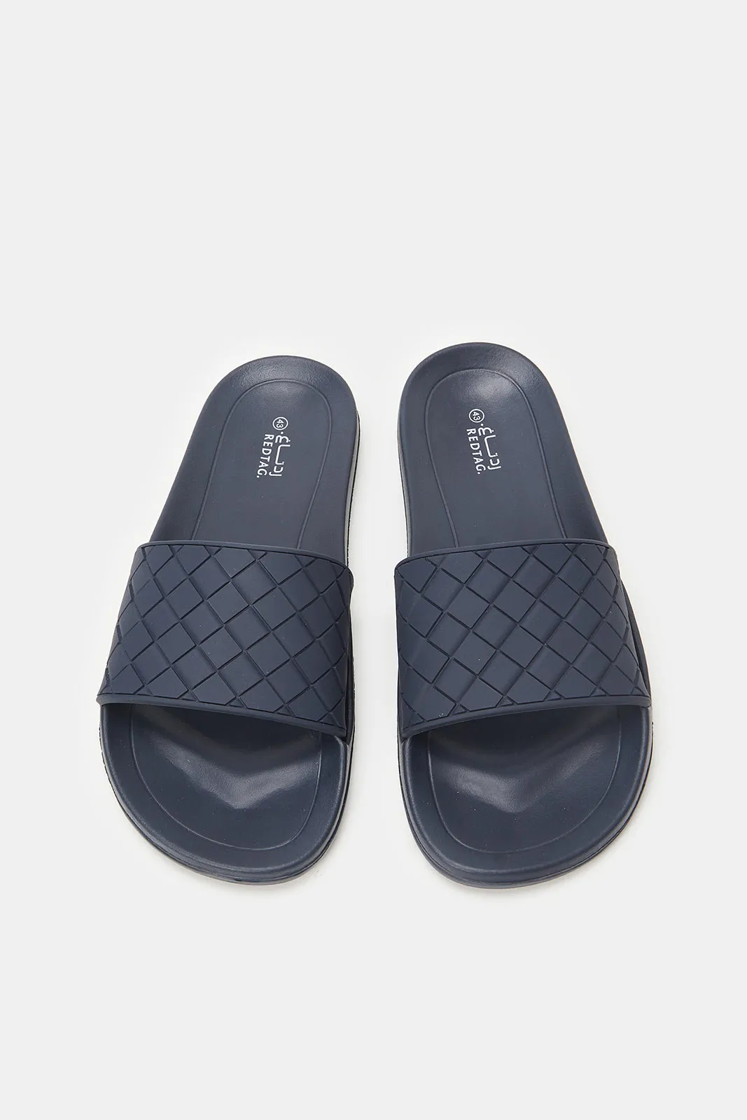 Men Navy Textured Comfort Slides