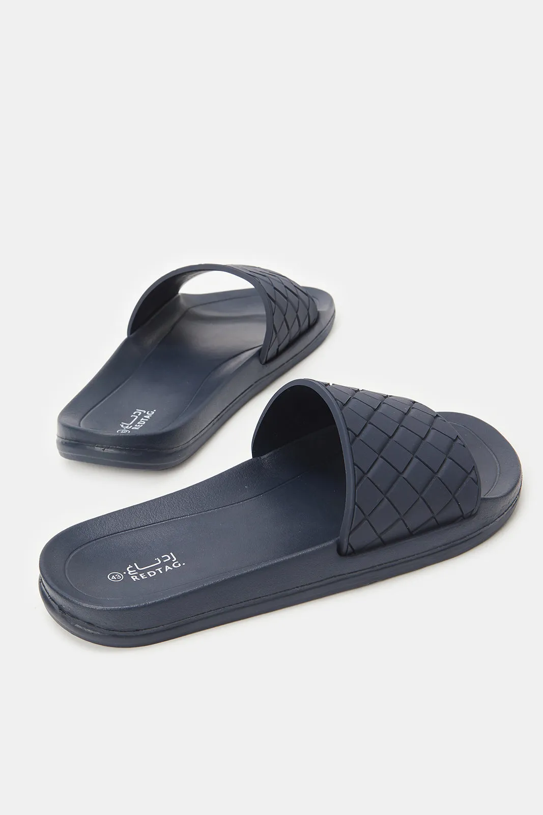 Men Navy Textured Comfort Slides