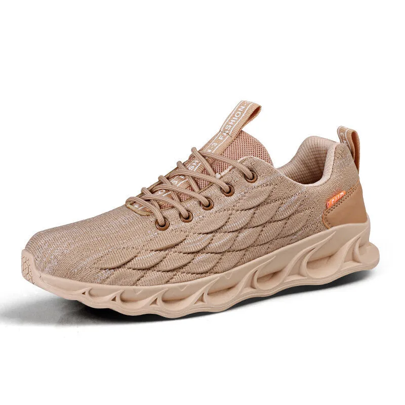 Men's Fish Scale Casual Lace-up Comfortable Running Shoes Breathable Gym Fly Woven Sneakers