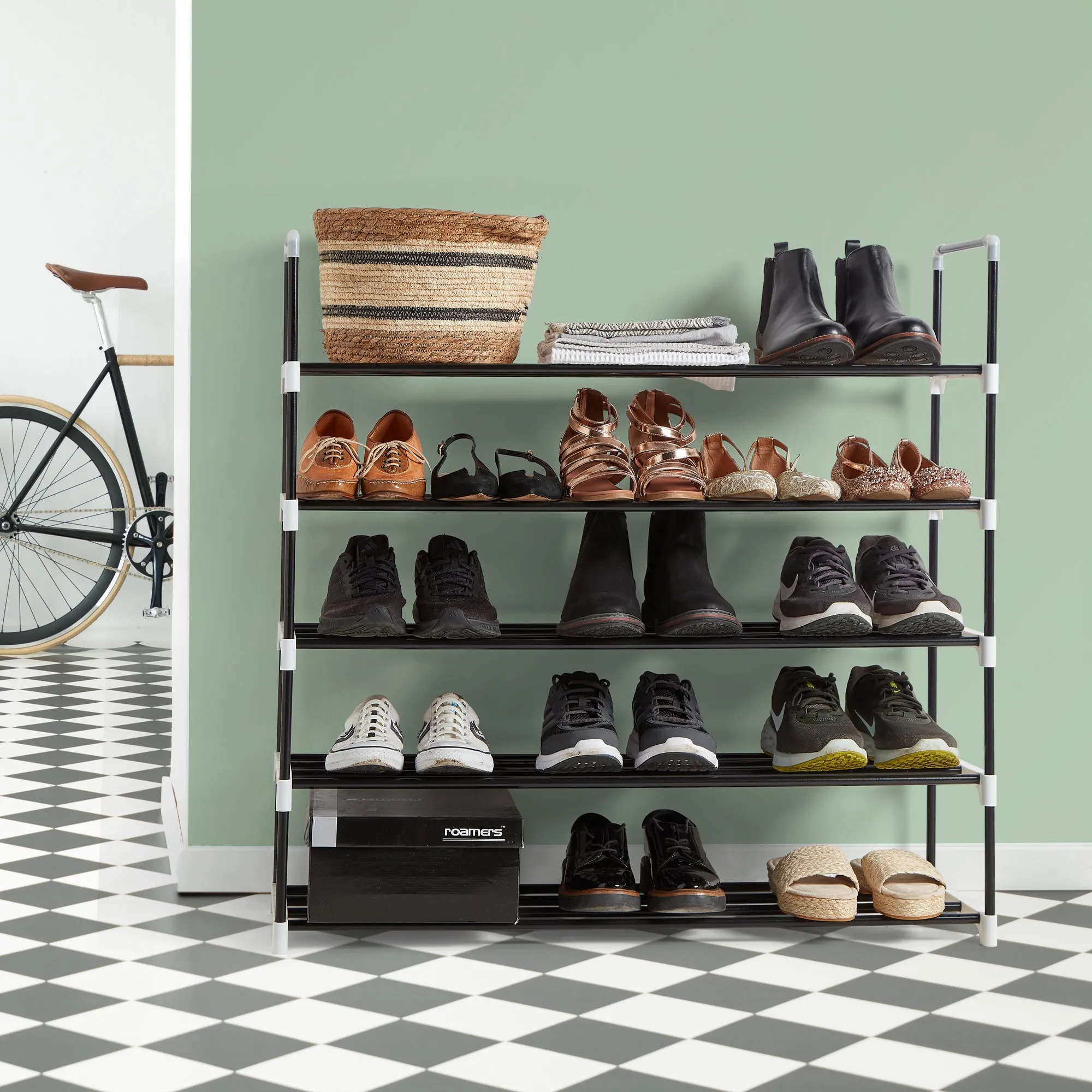 Metal Shoe Rack - Space Saving Slim Storage for Footwear and Internal Organiser for Wardrobes