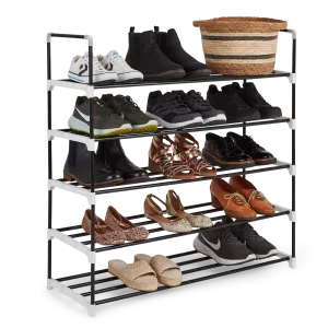 Metal Shoe Rack - Space Saving Slim Storage for Footwear and Internal Organiser for Wardrobes