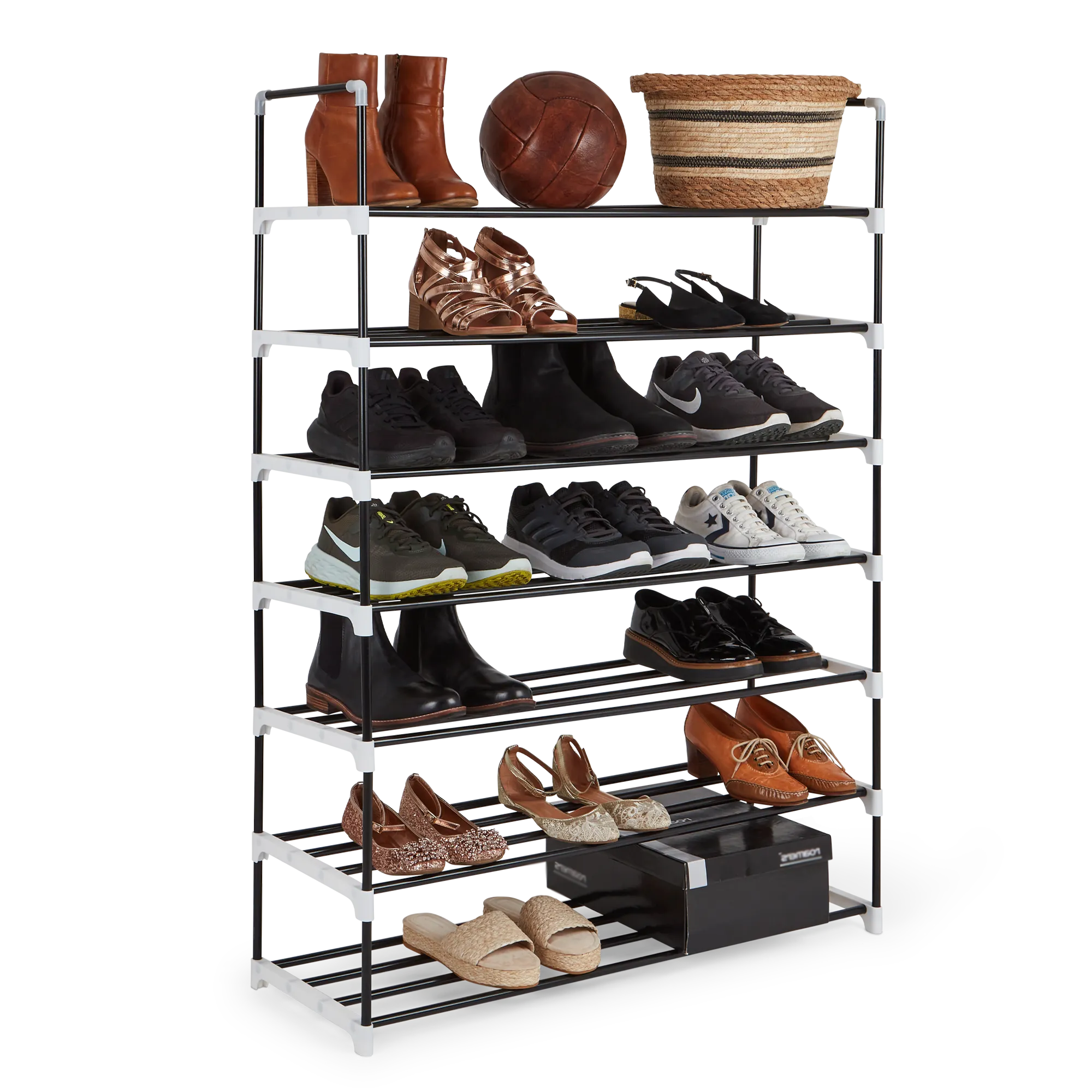 Metal Shoe Rack - Space Saving Slim Storage for Footwear and Internal Organiser for Wardrobes