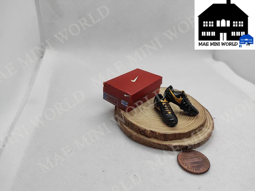 Miniature Football boots - Soccer shoes with box. Scale 1:12 or 1/6