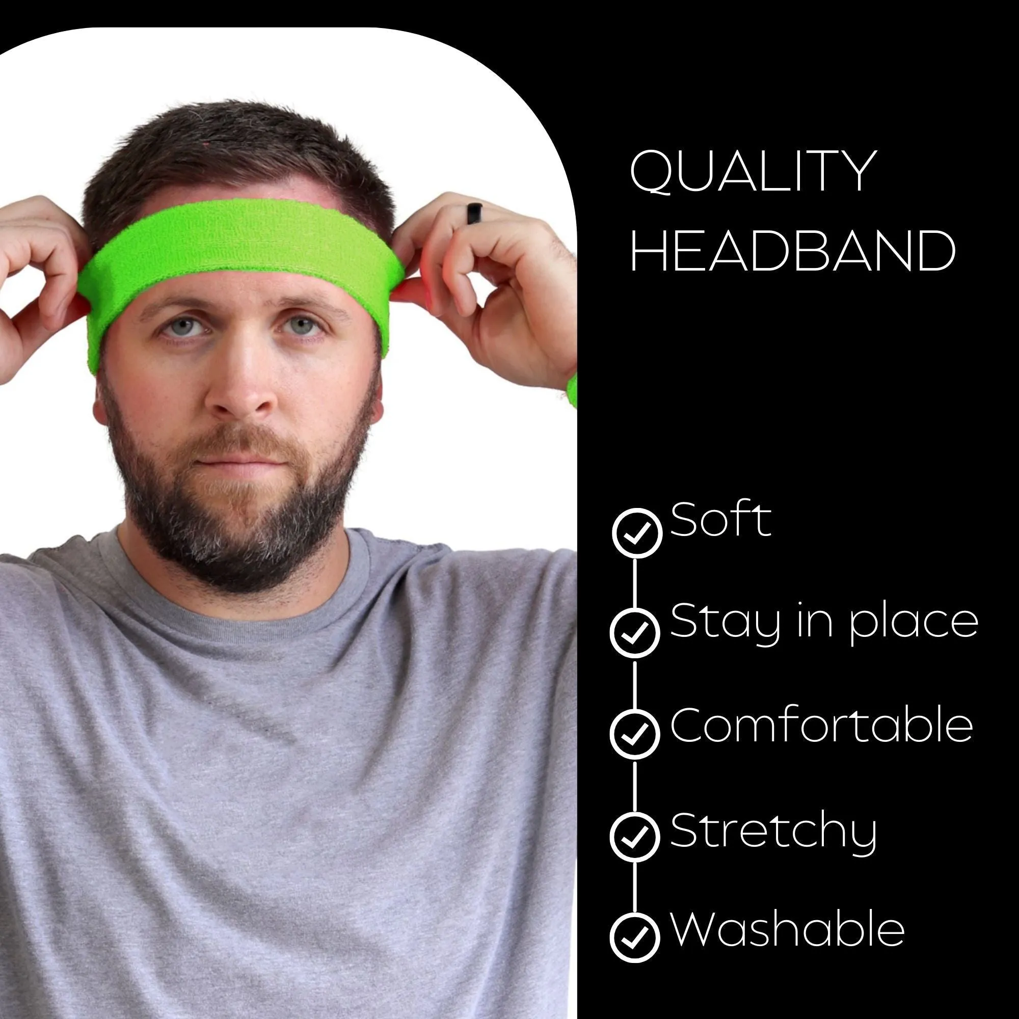 Neon Green Head Sweatbands - 12 Pack