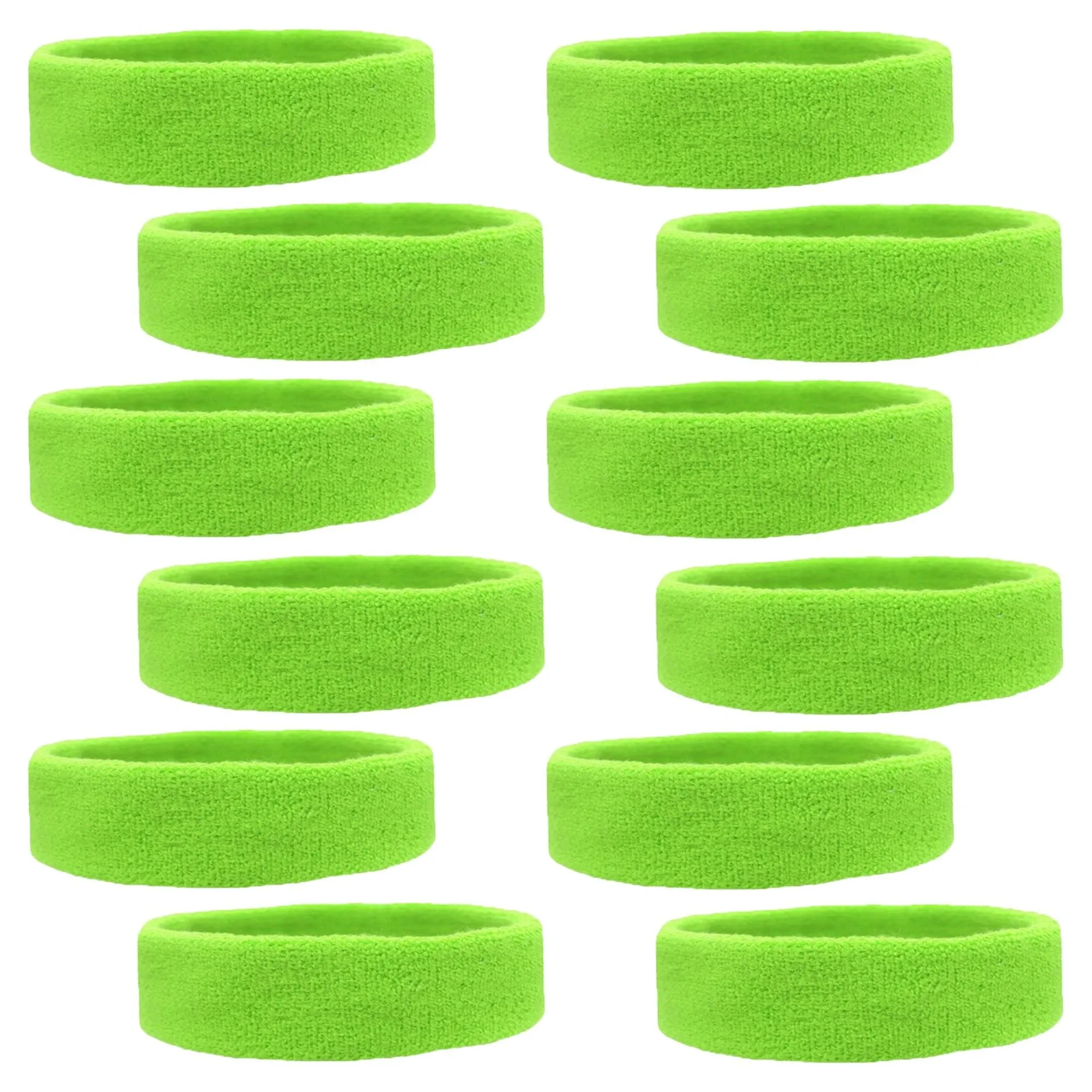 Neon Green Head Sweatbands - 12 Pack