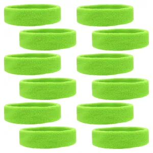 Neon Green Head Sweatbands - 12 Pack