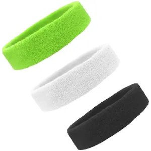 Neon Green White Black Head Sweatbands - 3 Pack