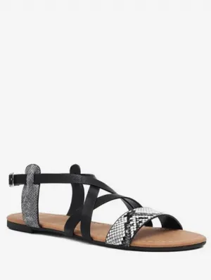 New Detail Cross Strap Flat Sandals