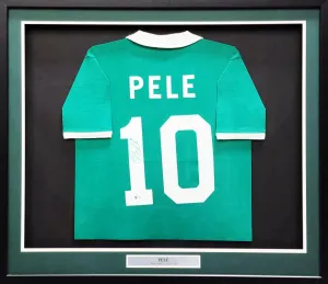 New York Cosmos Pele Autographed Framed Green Jersey Beckett BAS Stock #200930