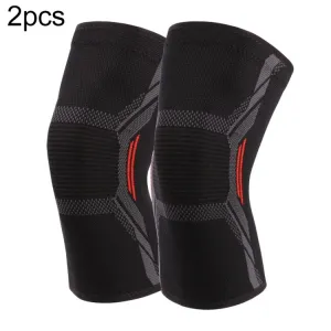 Nylon Sports Protective Gear Four-Way Stretch Knit Knee Pads, Size: M(Black Red)