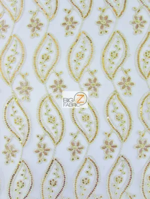 Petal Mesh Sequin Fabric / Gold / Sold By The Yard