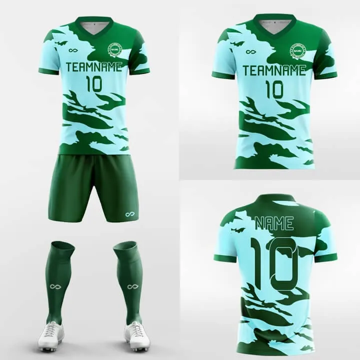 Pink Green Camouflage - Custom Soccer Jerseys Kit Sublimated Design