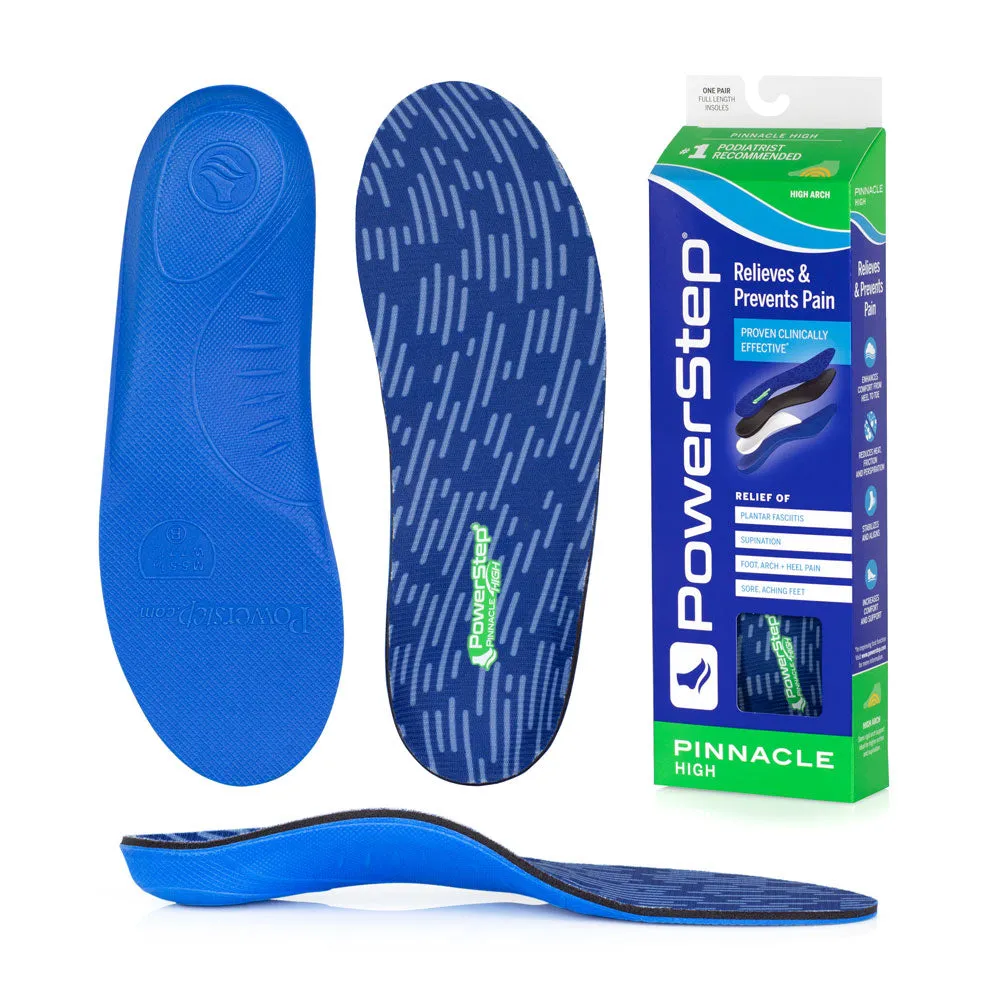 PowerStep Pinnacle High Insoles | High Arch Pain Relief Orthotic, Supination Inserts