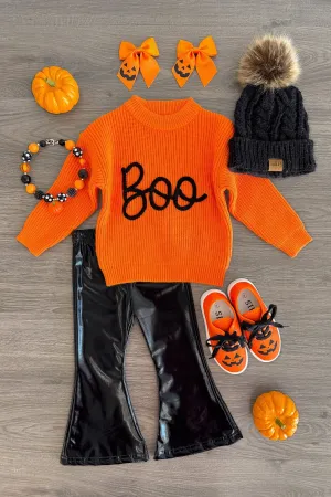 "Boo" Orange Sweater Bell Bottom Set