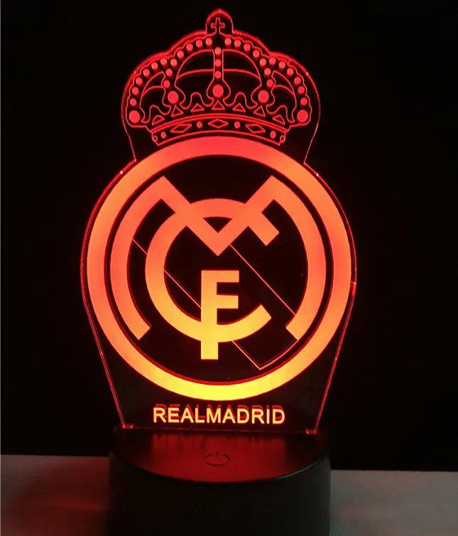 REAL MADRID Football Soccer Club 3D LED Night Light Lamp