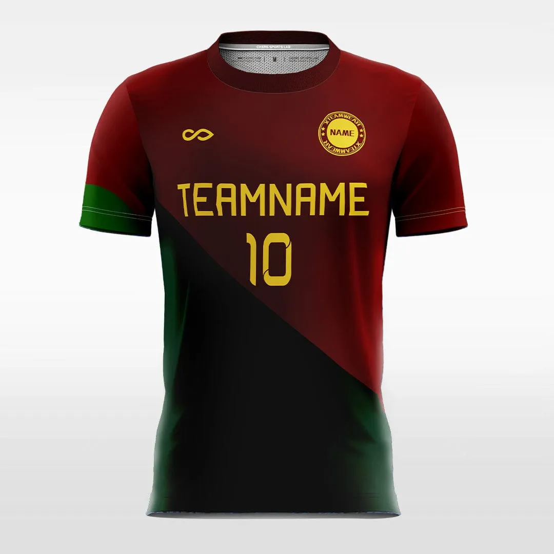 Retro Split - Custom Kids Soccer Jerseys Red Green Design