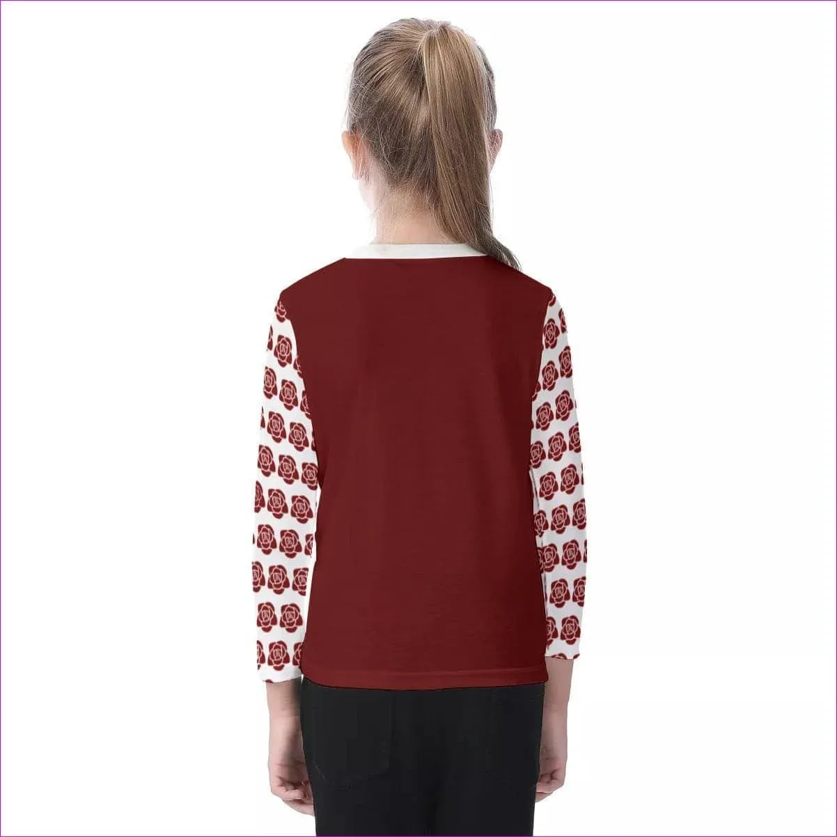 Roseline Red Kids O-neck Long Sleeve T-shirt