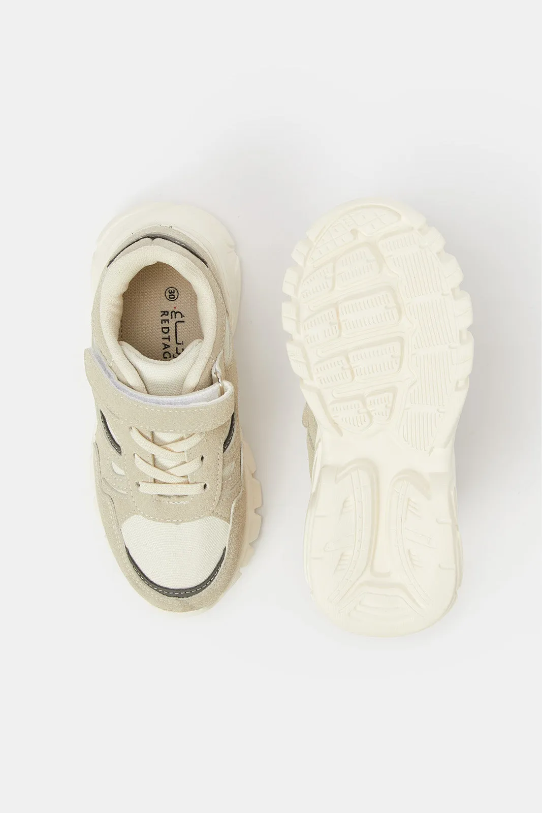 Senior Boys Beige Material Block Sneakers