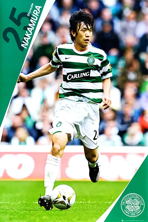 Shunsuke Nakamura "Action 25" Glasgow Celtic FC Poster - GB 2007