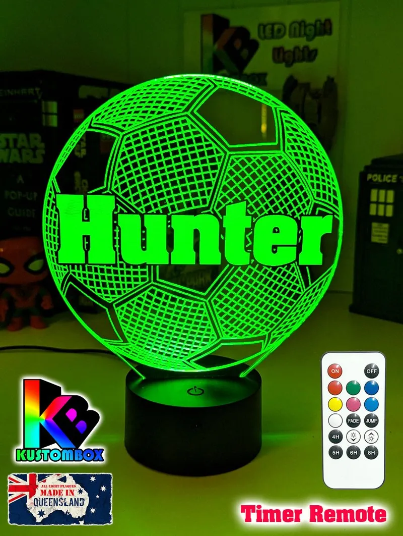 Soccer Ball Football Personalised Name 3d Led Night Light Lamp