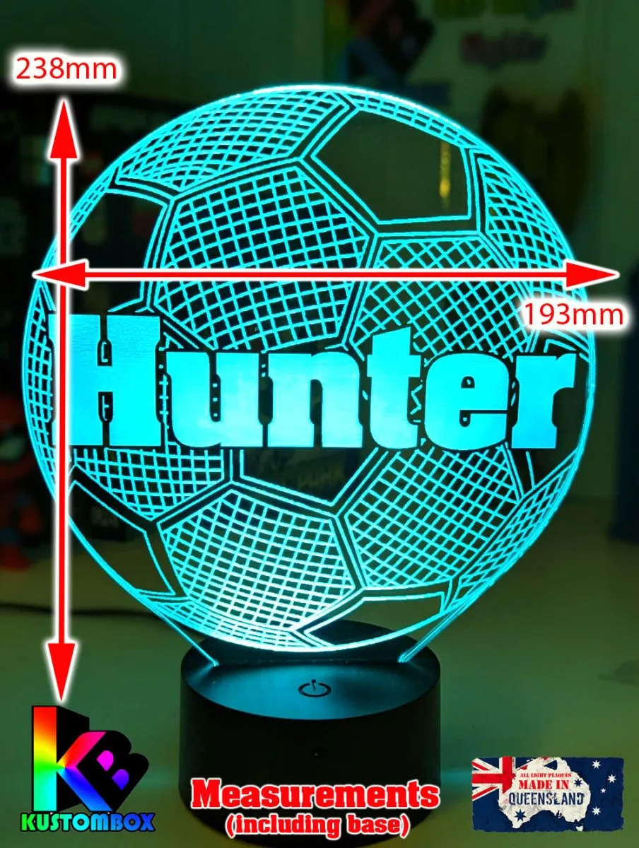 Soccer Ball Football Personalised Name 3d Led Night Light Lamp