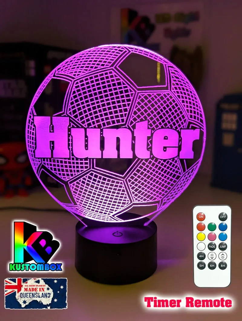 Soccer Ball Football Personalised Name 3d Led Night Light Lamp