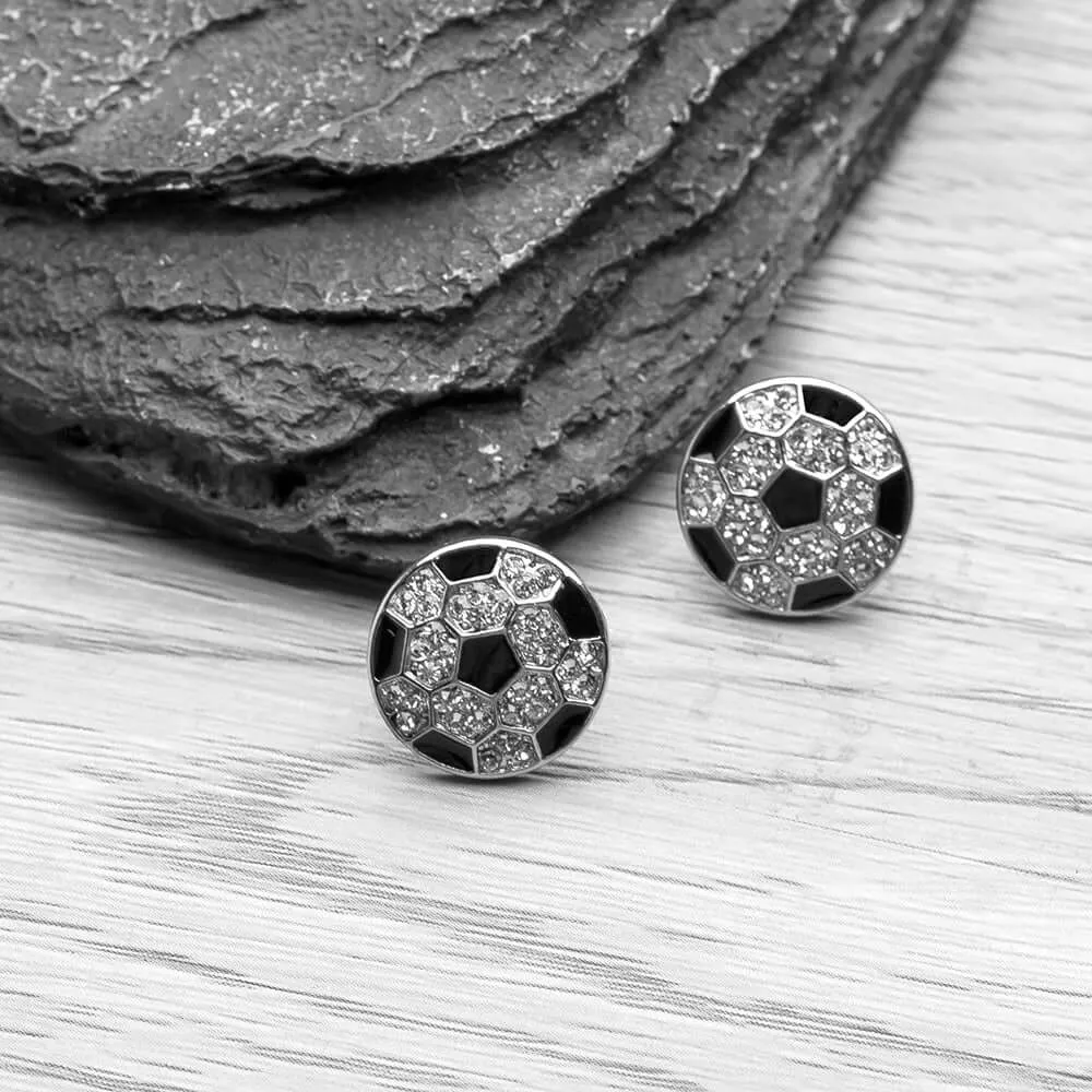 Soccer Ball Rhinestone Earrings