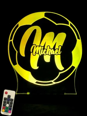 Soccer Football Personalised Name 3D LED Night Light Lamp