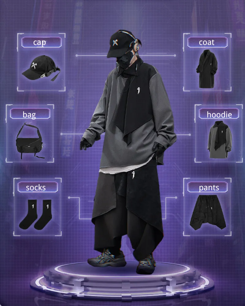 Streetwear Ninja Outfit Irregular Skirt Pants